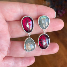 Load image into Gallery viewer, Labradorite and Garnet Earrings