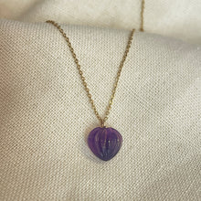 Load image into Gallery viewer, Carved Amethyst Heart Necklace