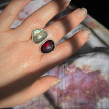 Load image into Gallery viewer, Statement Garnet and Labradorite Bling Ring