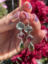 Load image into Gallery viewer, Three Tiers of Tourmaline Earrings