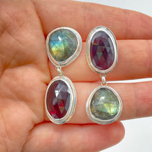 Load image into Gallery viewer, Labradorite and Garnet Earrings