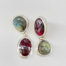 Load image into Gallery viewer, Labradorite and Garnet Earrings