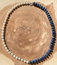 Load image into Gallery viewer, Half Pearl Half Lapis Necklace