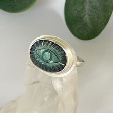 Load image into Gallery viewer, Teal Labradorite Evil Eye Ring