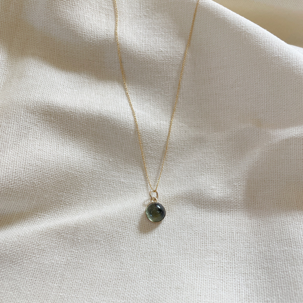 Green Tourmaline Charm Necklace - 8mm