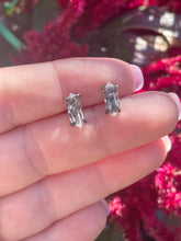 Load image into Gallery viewer, Blackened Silver Herkimer Studs
