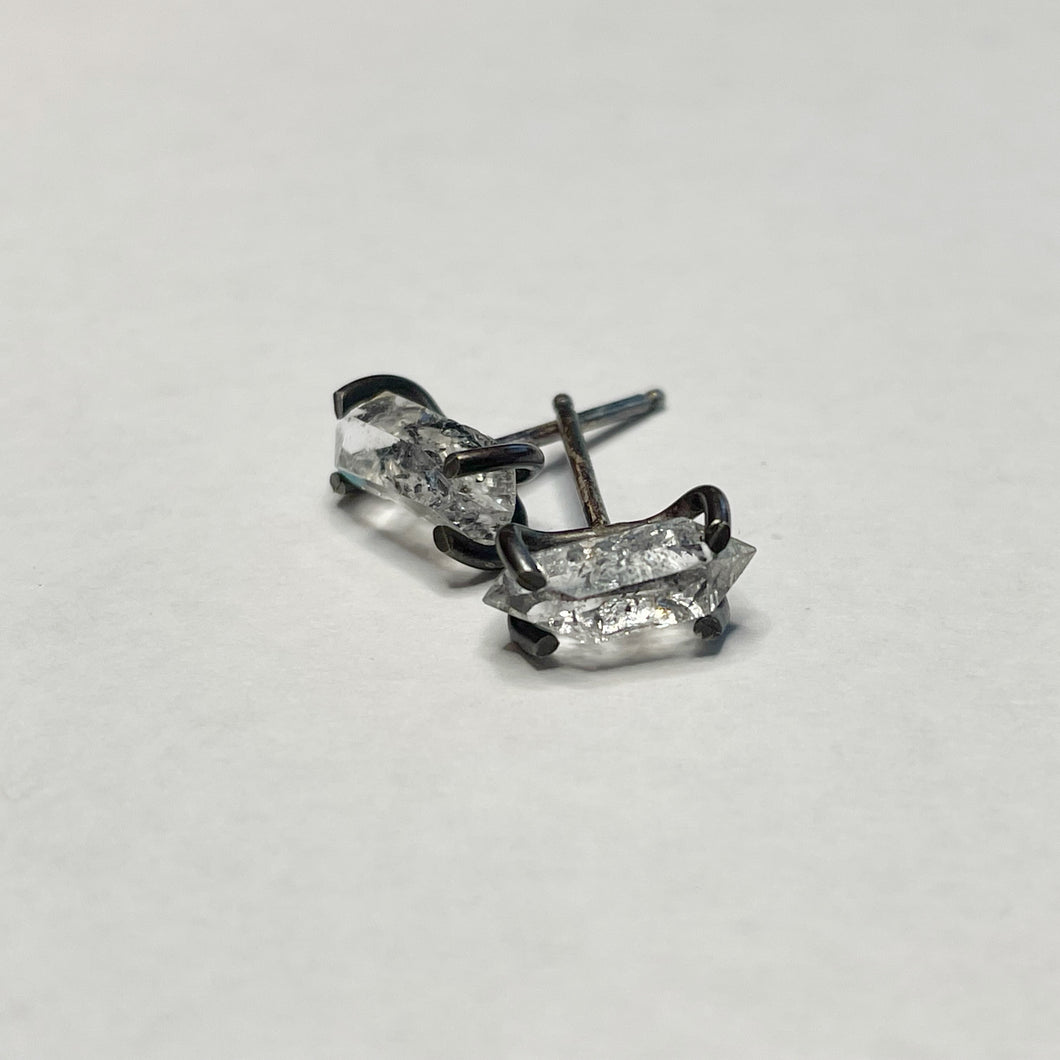 Blackened Silver Herkimer Studs