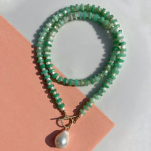 Load image into Gallery viewer, Chrysoprase, Mother-of-Pearl, and Baroque Pearl Necklace
