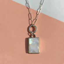 Load image into Gallery viewer, Rectangular Moonstone Charm Necklace
