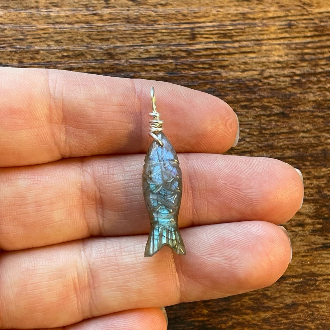 Labradoite Fish Charm Bead