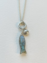 Load image into Gallery viewer, Labradoite Fish Charm Bead
