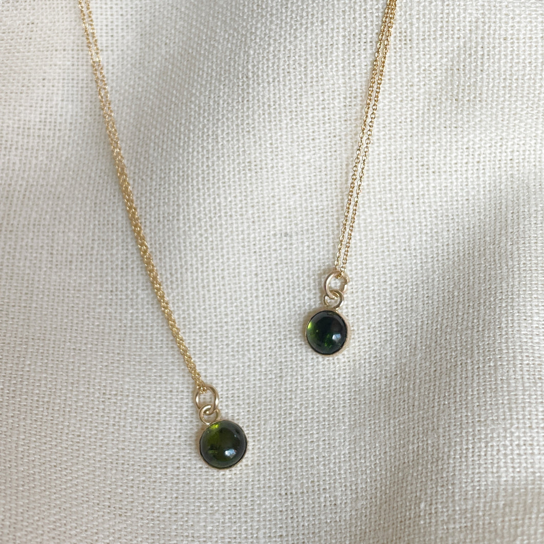 Green Tourmaline Charm Necklace - 6mm
