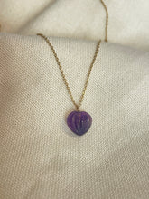Load image into Gallery viewer, Carved Amethyst Heart Necklace
