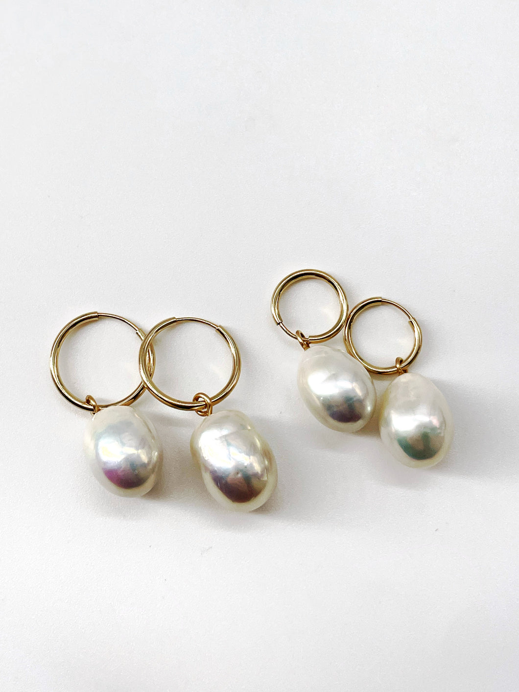 Pearl Earrings on Forever Hoops - Large