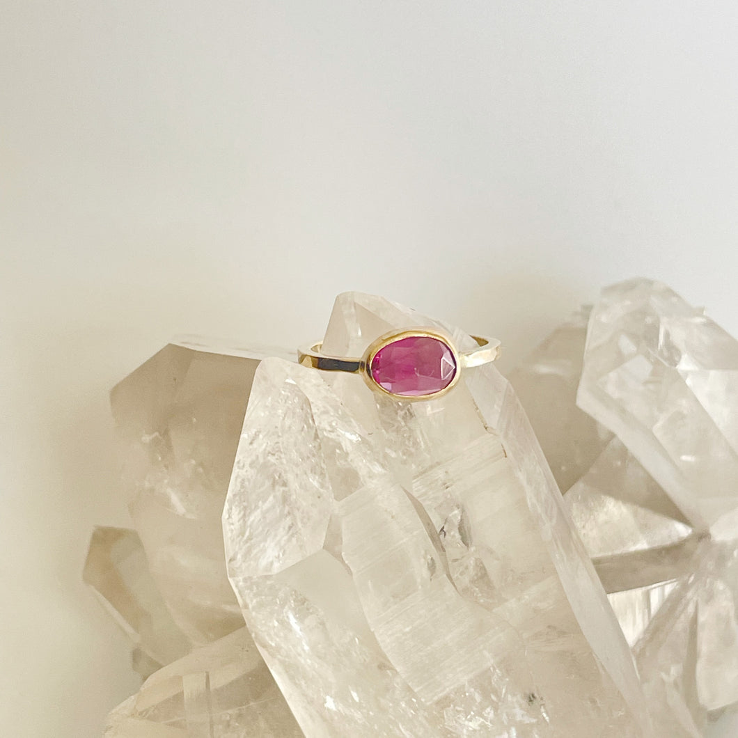 Gold and Pink Garnet Ring