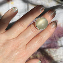 Load image into Gallery viewer, Green Bubbly Moonstone Ring
