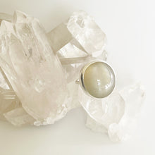 Load image into Gallery viewer, Green Bubbly Moonstone Ring
