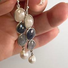 Load image into Gallery viewer, Sapphire and Pearl Dangles
