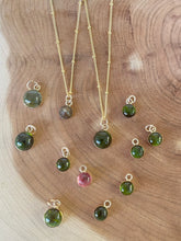 Load image into Gallery viewer, Green Tourmaline Charm Necklace - 8mm
