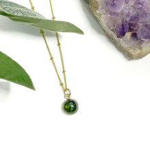 Load image into Gallery viewer, Green Tourmaline Charm Necklace - 8mm
