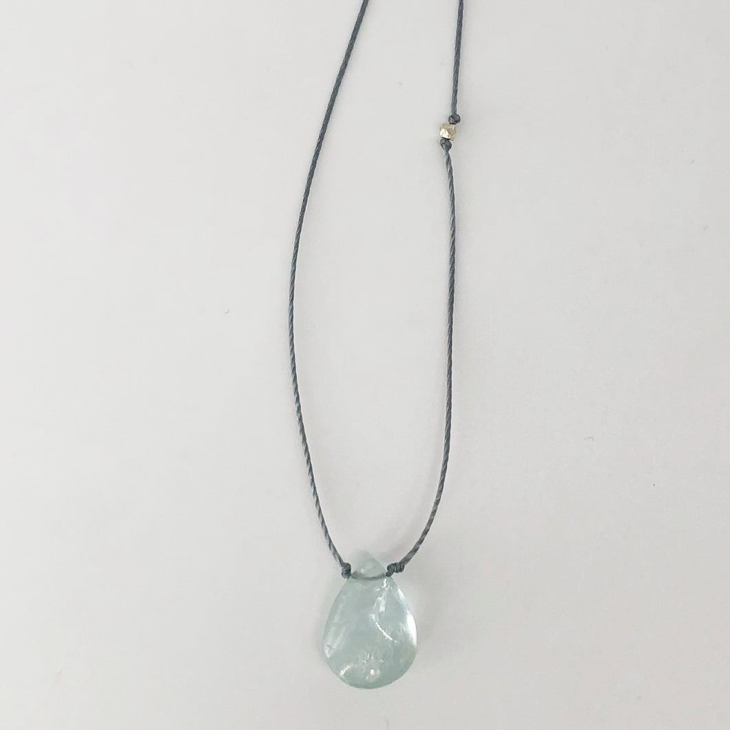 Aquamarine Nylon Chord Necklace