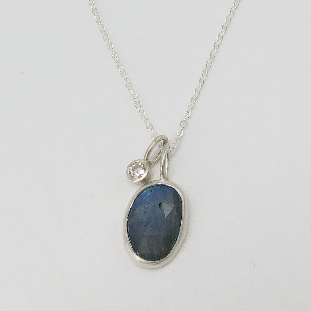 Dainty Labradorite and Moissanite Necklace