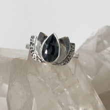 Load image into Gallery viewer, Black Diamond Lotus Flower Ring

