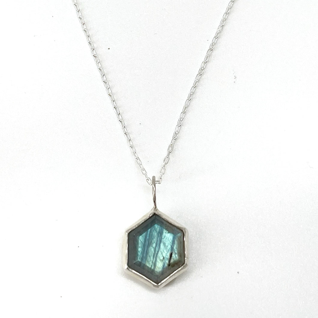 Labradorite Hexagon Necklace