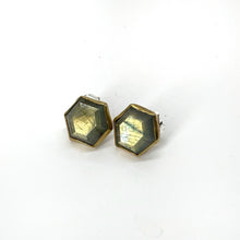 Load image into Gallery viewer, Labradorite Hexagon Earrings
