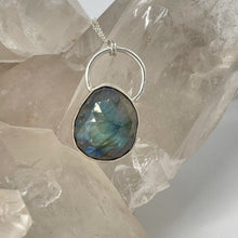 Load image into Gallery viewer, Silver Circle Labradorite Necklace
