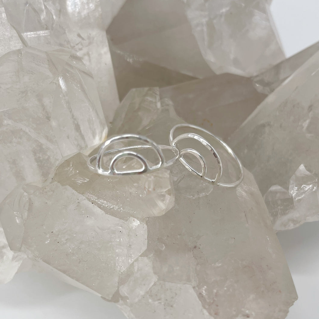 Hammered Silver Sunrise Rings