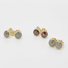 Load image into Gallery viewer, Grey Diamond Studs in Gold Fill
