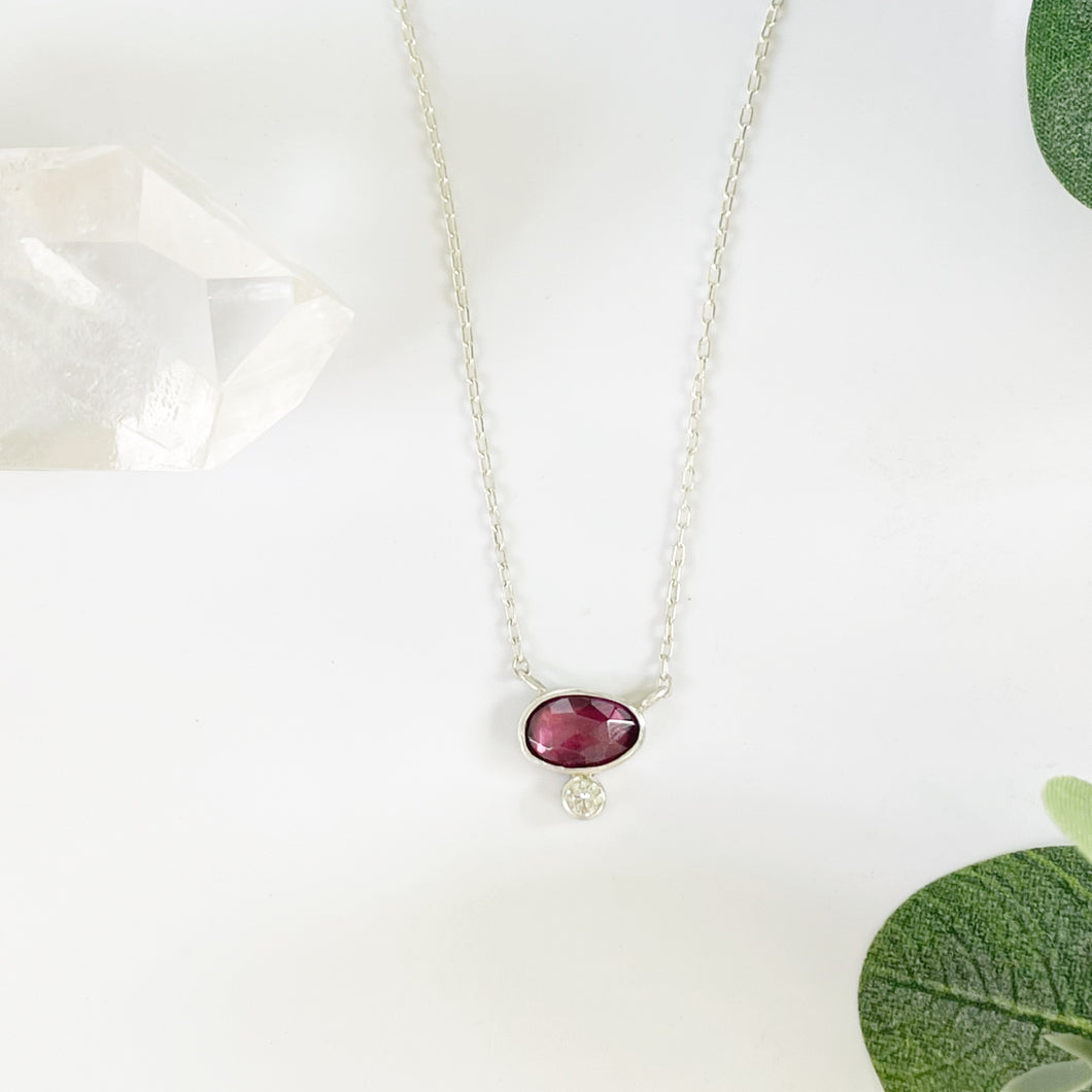 Garnet and Moissanite Necklace