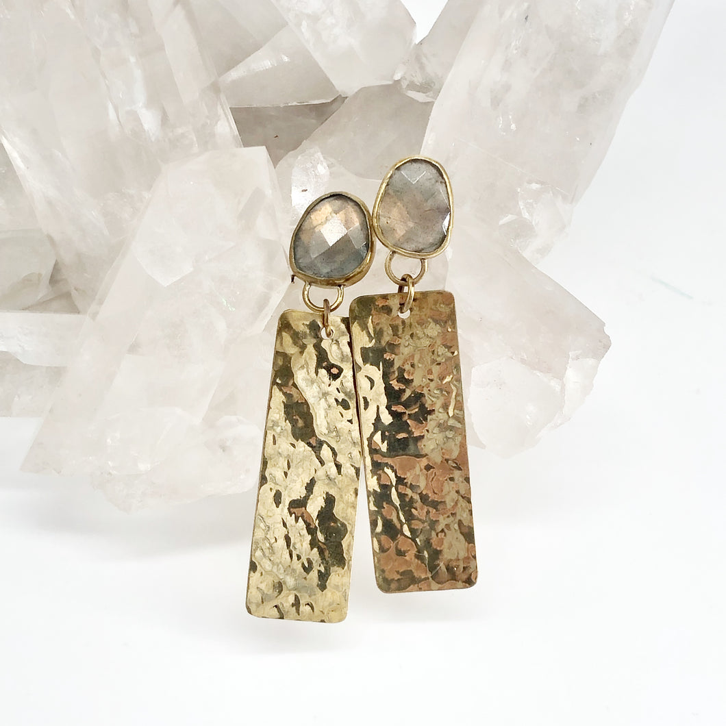 Labradorite and Brass Earrings