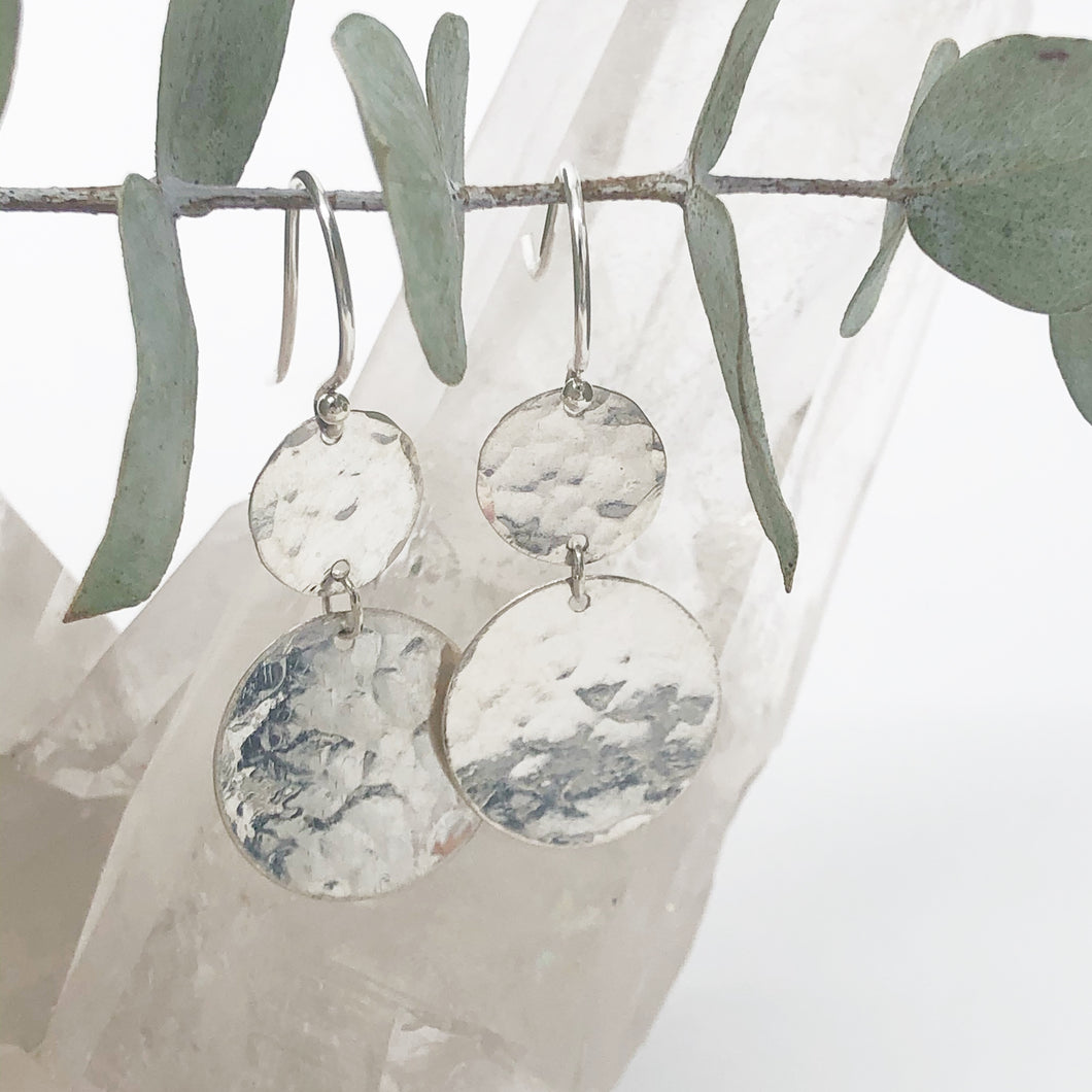 Shimmery Hammered Circle Earrings